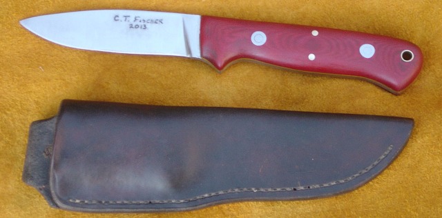Custom S30V knife, red linen phenolic handle, full tang